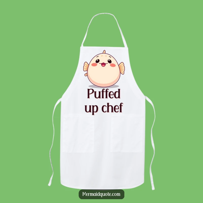 Funny Shy Pufferfish Apron: Cook with Comical Defense and Style