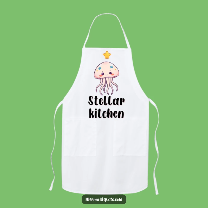 Funny Jellyfish Star Reach Apron: Kitchen Whimsy with Gentle Humor Gift
