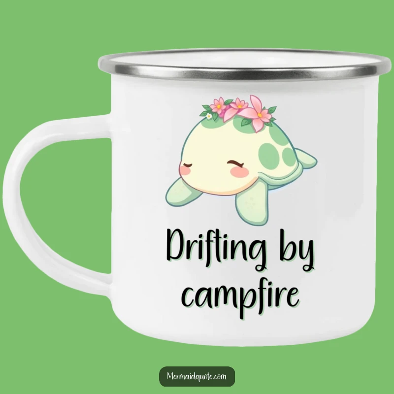 Funny Sleepy Turtle Enamel Mug - Rustic & Peaceful Outdoor Gift!