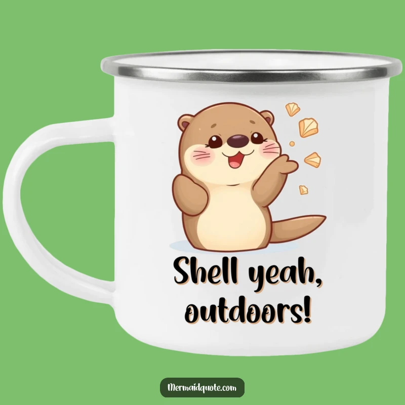 Funny Sea Otter Juggling Seashells Camping Mug: Adventure-Ready and Hilarious Gift