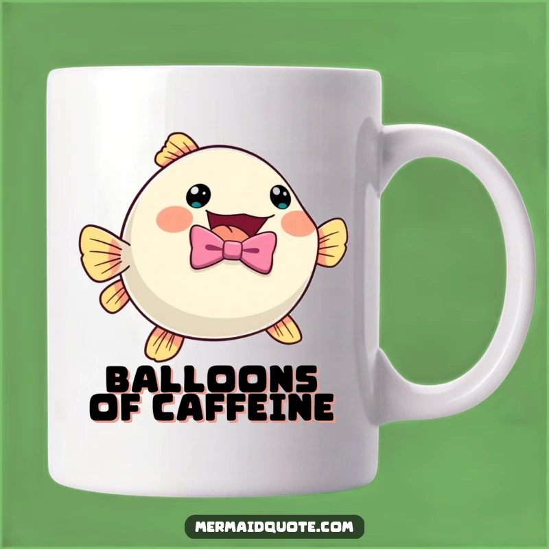Funny Pufferfish Bow Tie Mug: Excited Inflation Celebration Gift Idea