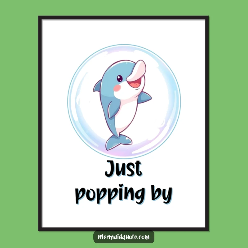 Funny Dolphin Bubble Leap Digital Art: Instant Playful Decor Gift Download