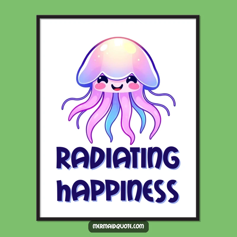Funny Kawaii Jellyfish Digital Print - Instant Glowing Art