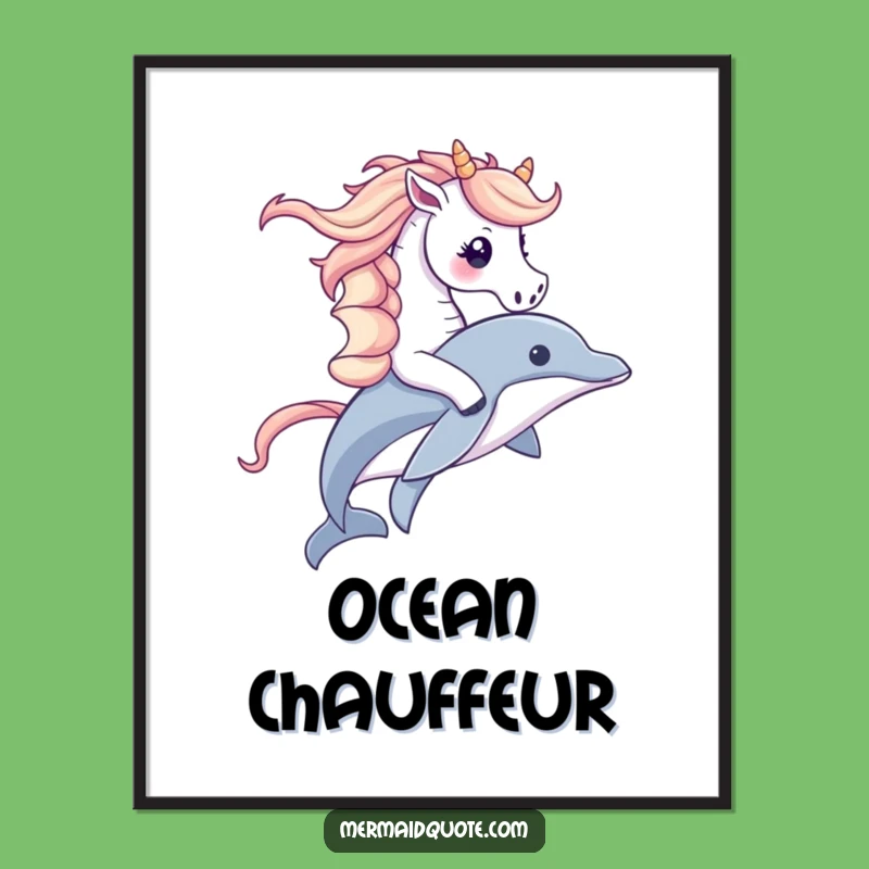 Funny Seahorse Dolphin Ride Digital Print: Instant Ocean Joy, Perfect Funny Gift
