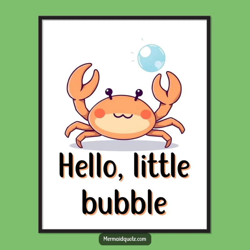 Funny Crab Bubble Digital Print: Instant Beach Charm Decor