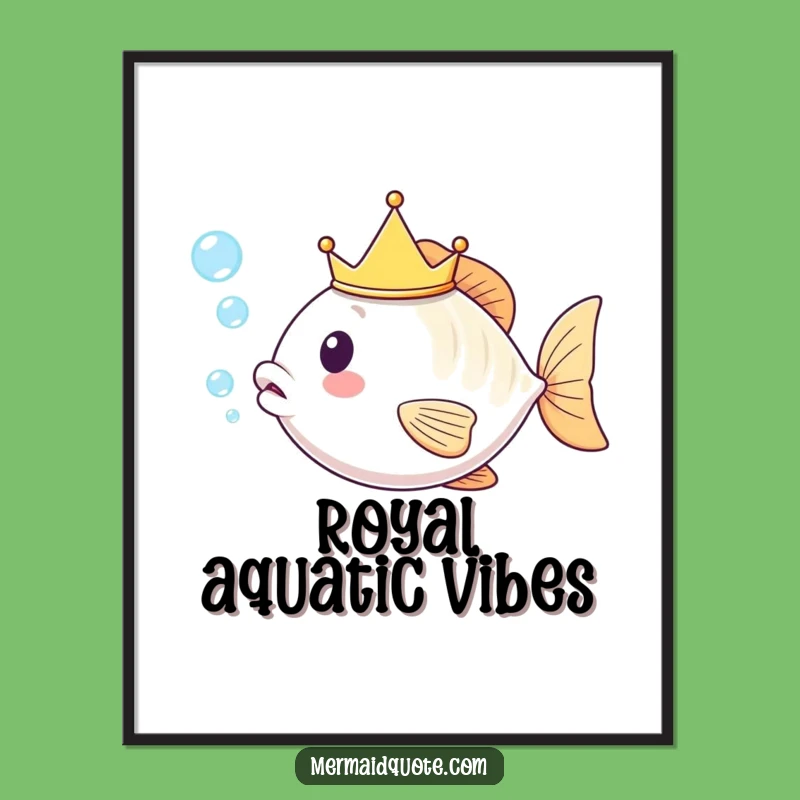 Funny Kawaii Fish Crown Digital Art: Instant Royal Aquatic Charm