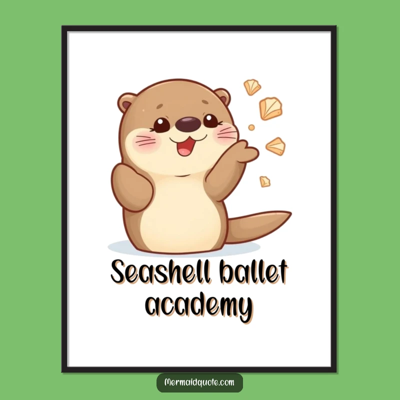 Funny Sea Otter Juggling Seashells Digital Art: Instant Hilarious Decor Gift Download