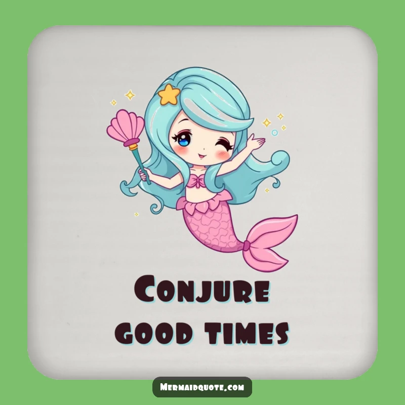 Funny Mermaid Magic Wand Coaster - Enchanting Drink Protection Gift
