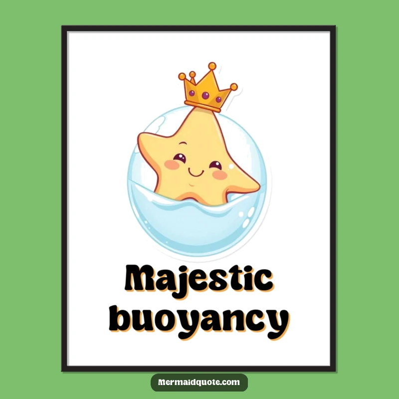 Funny Starfish Crown Bubble Poster: Whimsical Wall Art, Perfect Funny Gift