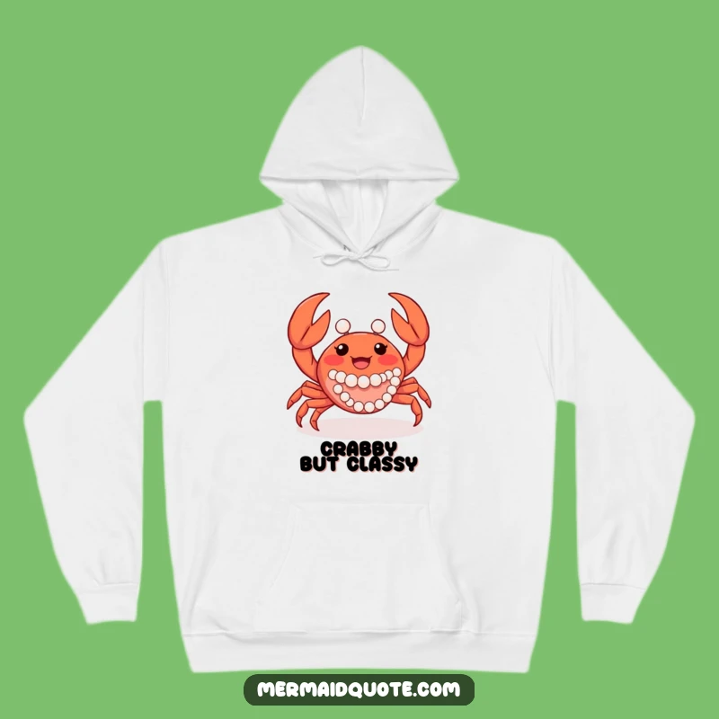 Cozy Funny Crab Hoodie - Claws & Pearls Comfort, Warm Funny Gift for Coastal Vibes