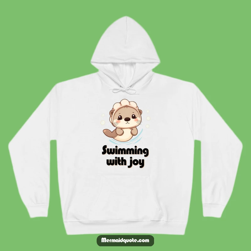 Cozy Funny Otter Swimming Hoodie: Warmth and Aquatic Charm from a Seashell Helmet Friend