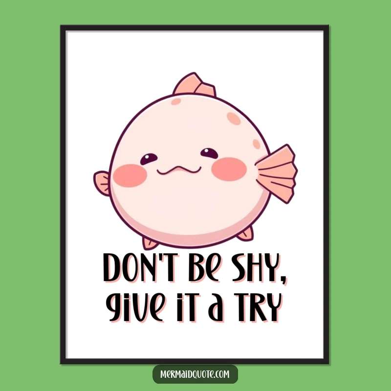 Free Printable Wall Art: Shy Pufferfish Giggle Underwater Funny Downloadable Decor