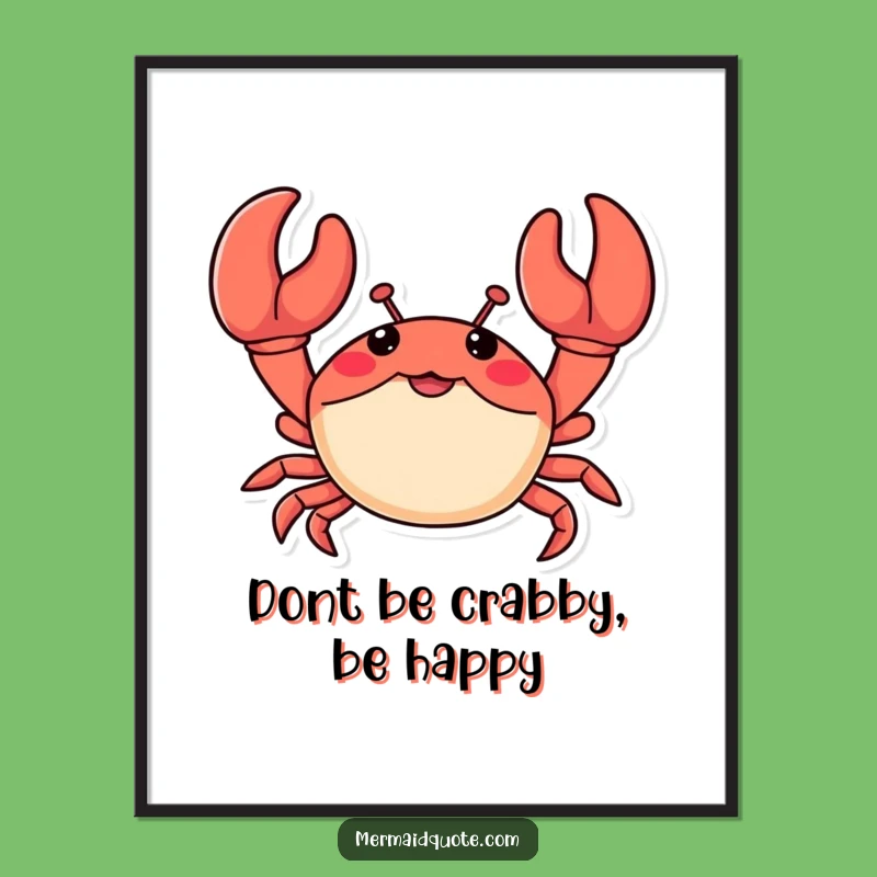 Free Printable Wall Art: Funny Crab Wave Beach Ocean Decor