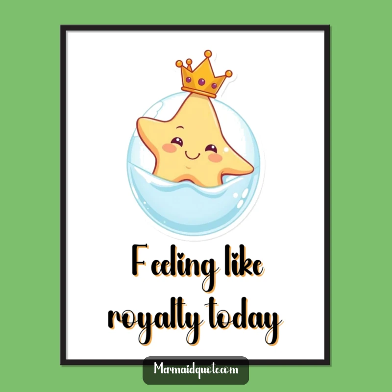 Free Printable Wall Art: Funny Starfish Crown Bubble Ocean Decor