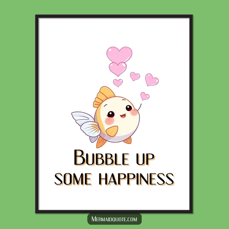 Free Printable Angelfish Wall Art - Downloadable Heart Bubble Ocean Decor