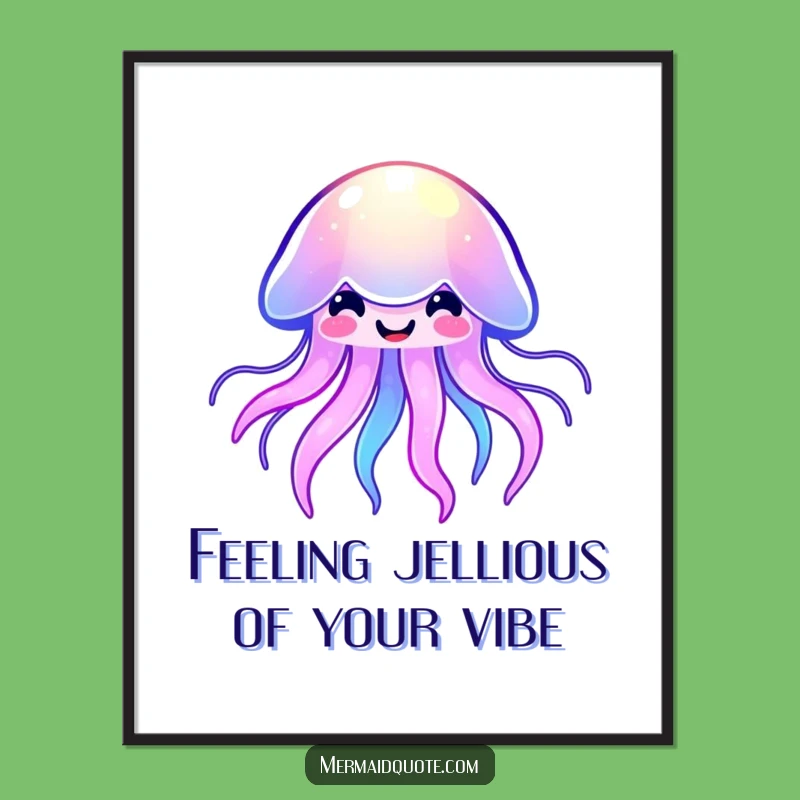 Free Printable Kawaii Jellyfish Wall Art: Glowing Ocean Decor Downloadable Funny Gift