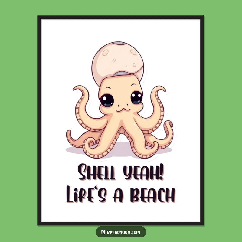 Free Printable Octopus Wall Art: Hilarious Seashell Stacking Decor Downloadable Funny Gift