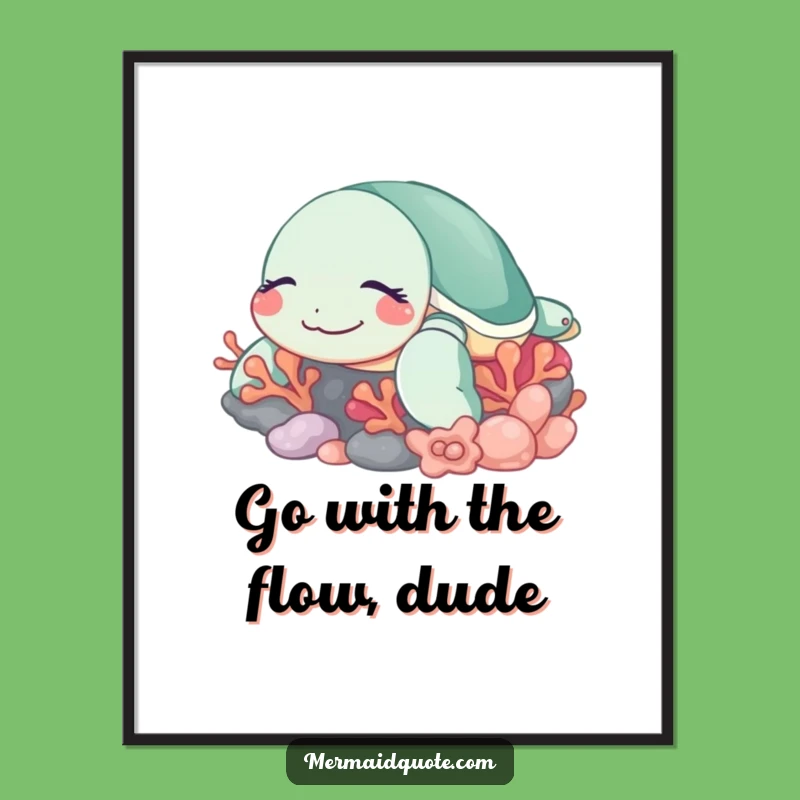 Free Printable Sleepy Turtle Wall Art: Peaceful Ocean Decor Downloadable Funny Gift