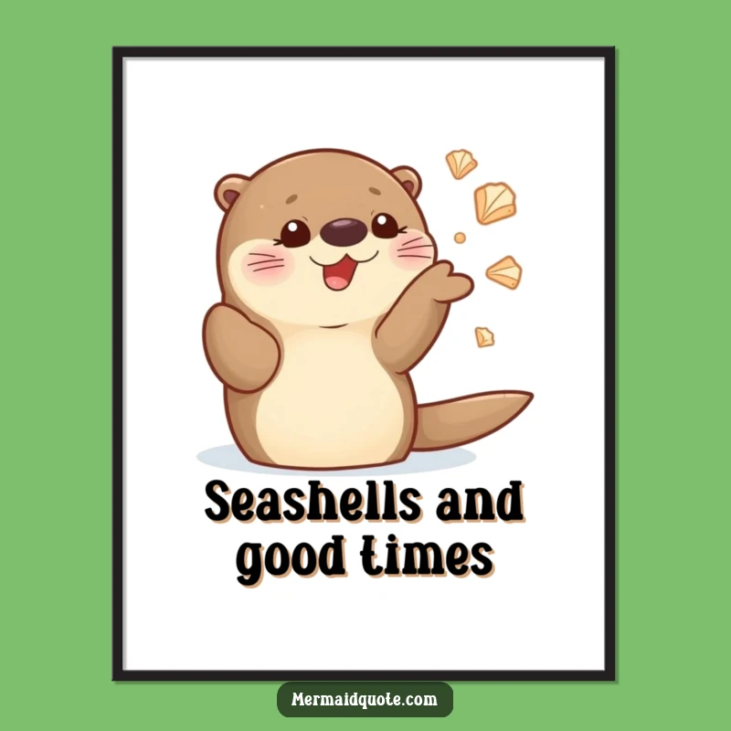 Funny Free Printable Wall Art: Cute Otter Juggling Seashells, Downloadable Art for Your Home