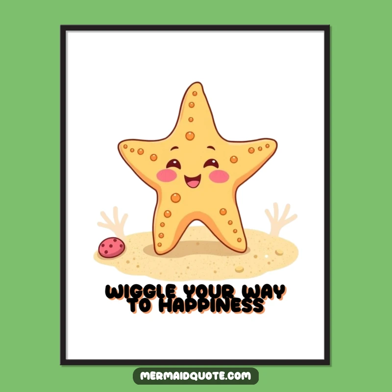 Funny Free Printable Wall Art: Wiggling Starfish Downloadable Decor for Coastal Charm