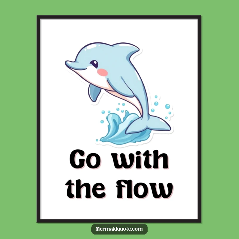 Free Printable Wall Art: Funny Dolphin Leap Ocean Waves Decor