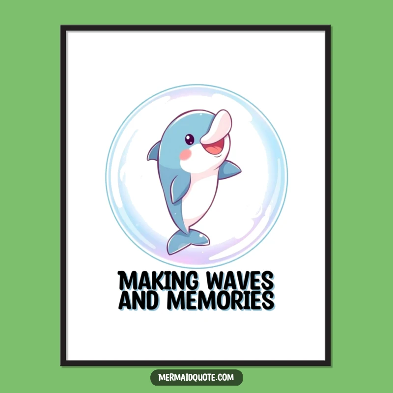 Funny Free Printable Wall Art: Dolphin Leaping Through Bubble, Downloadable Art Decor