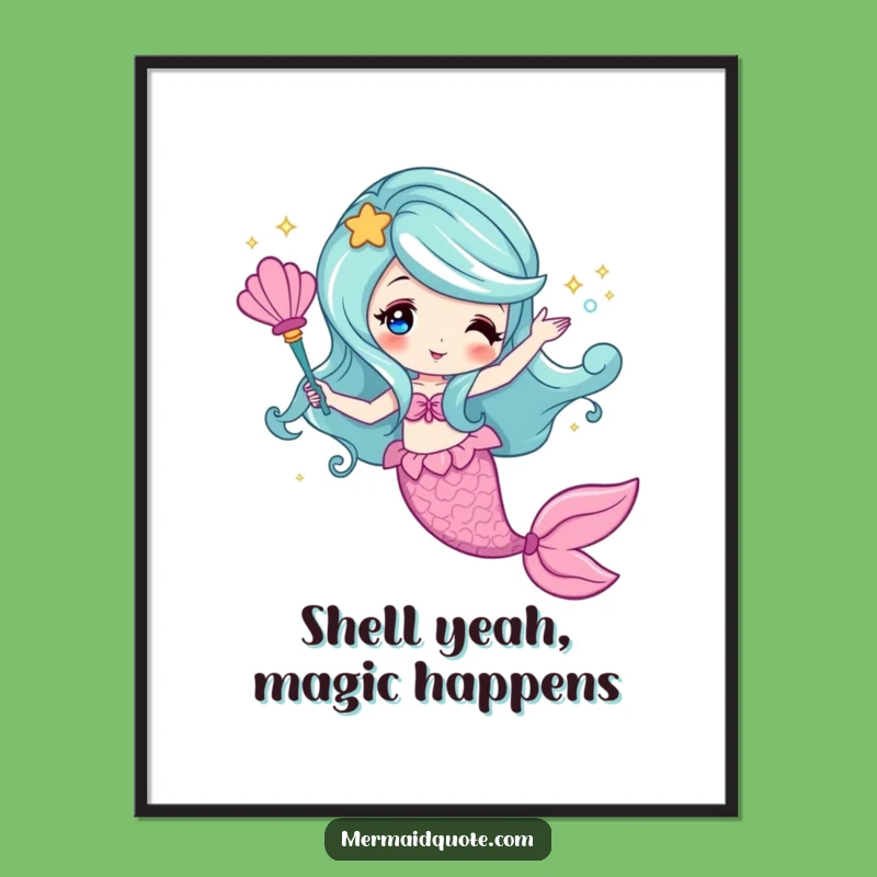 Magical Free Printable Wall Art: Mermaid Wand Sparkle Enchanting Decor Downloadable Gift