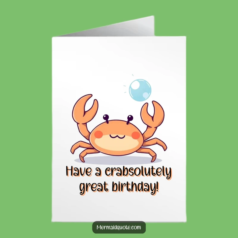 Free Printable Crab Birthday Card - Funny Bubble Wave Gift