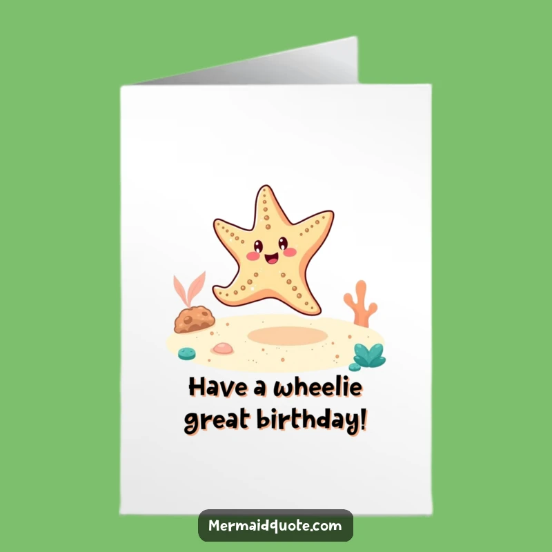 Free Printable Starfish Birthday Card: Cartwheeling Starfish Downloadable Gift