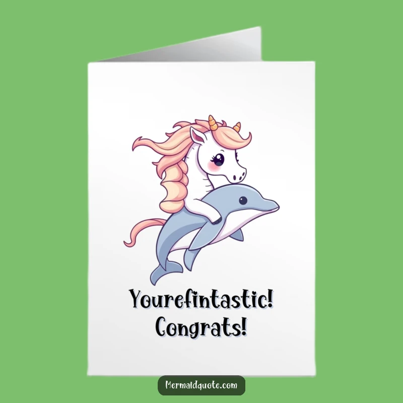 Free Printable Congrats Card: Seahorse Dolphin Ride Funny Downloadable Celebration