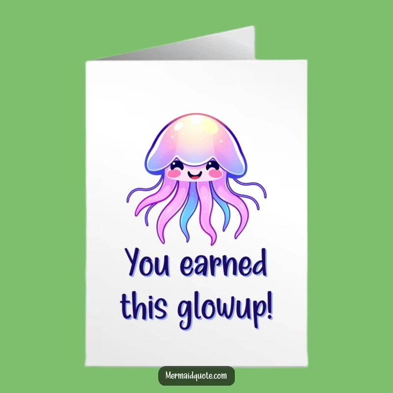 Free Printable Kawaii Jellyfish Congrats Card: Colorful Smiles for Success Downloadable