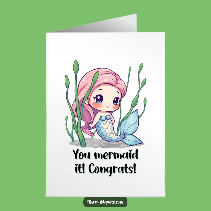 Free Printable Congrats Card: Mermaid Peek Funny Downloadable Celebration