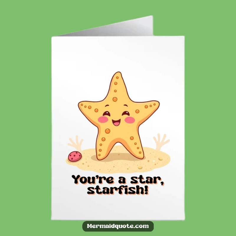 Free Printable Congrats Card: Wiggling Starfish Downloadable for Celebrating Success