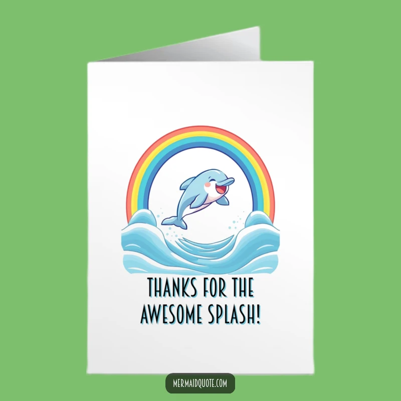 Free Printable Funny Dolphin Rainbow Thank You Card: Downloadable Gratitude Gift
