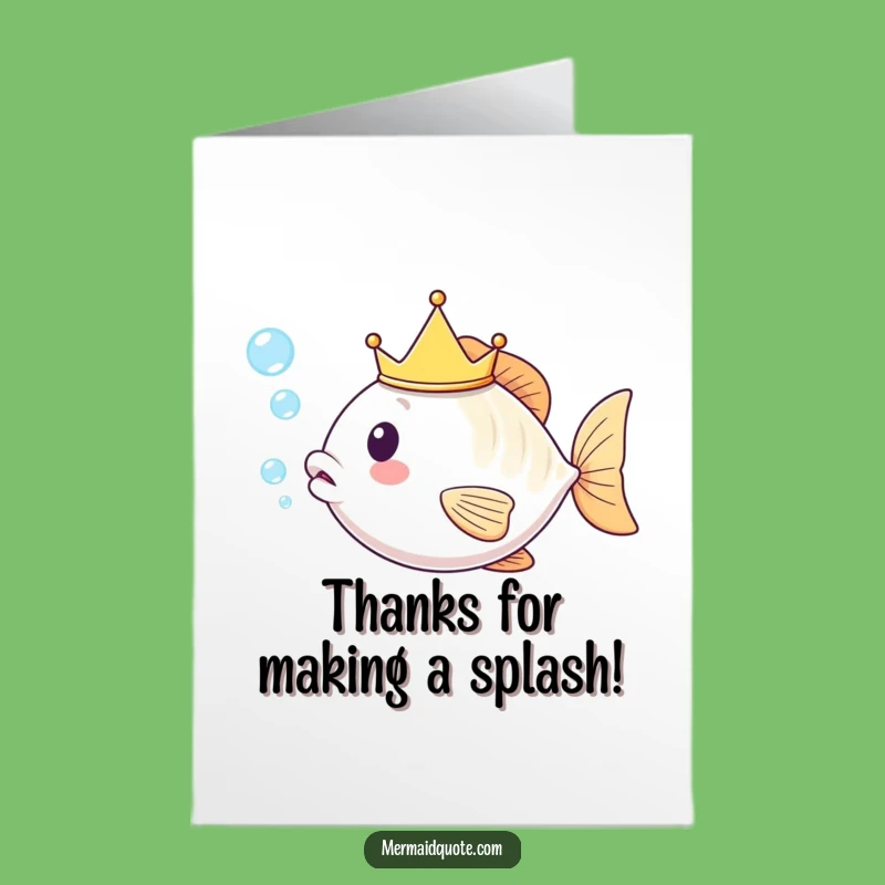 Free Printable Thank You Fish Card: Crown Bubbles, Funny Downloadable