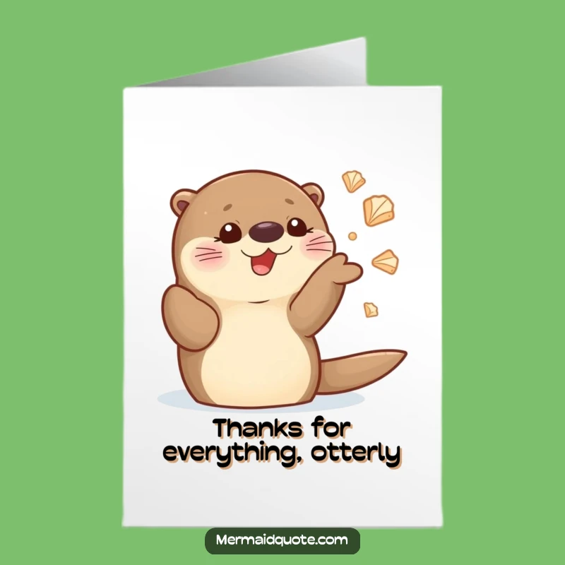 Free Printable Thank You Card: Cute Otter Juggling Seashells - A Funny Downloadable Gift