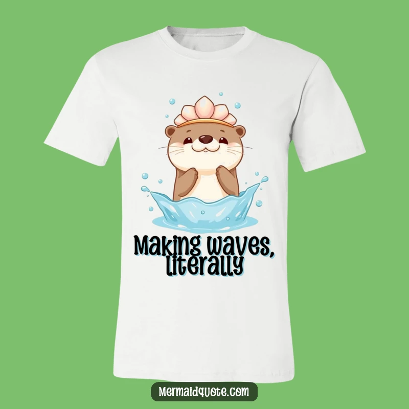 Kawaii Otter Water Splash T-Shirt: Adorable and Funny Graphic Tee for Otter Fans