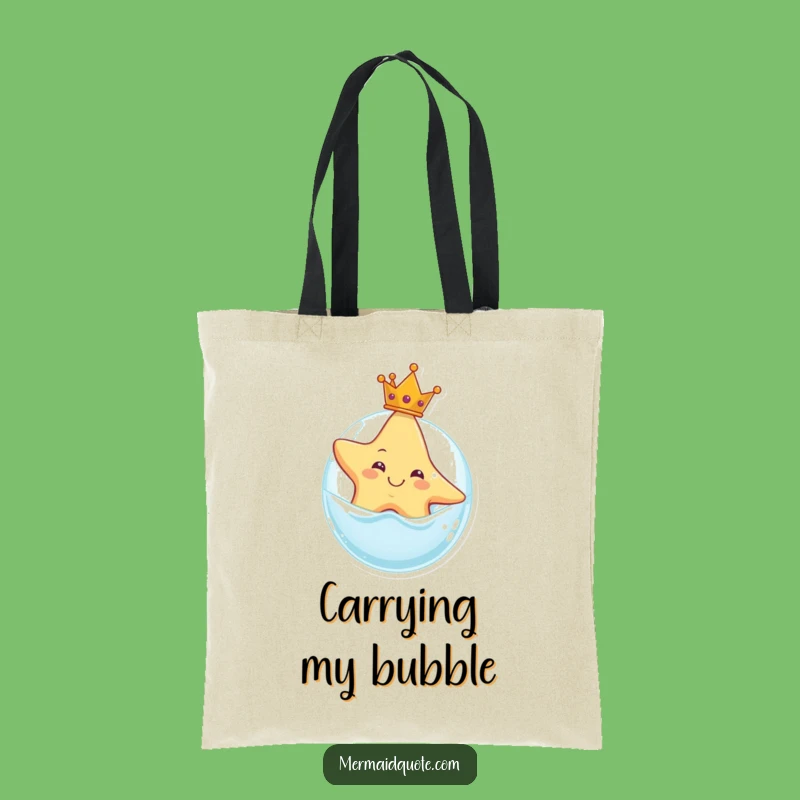 Funny Starfish Crown Bubble Tote Bag: Royal Accessory, Perfect Funny Gift