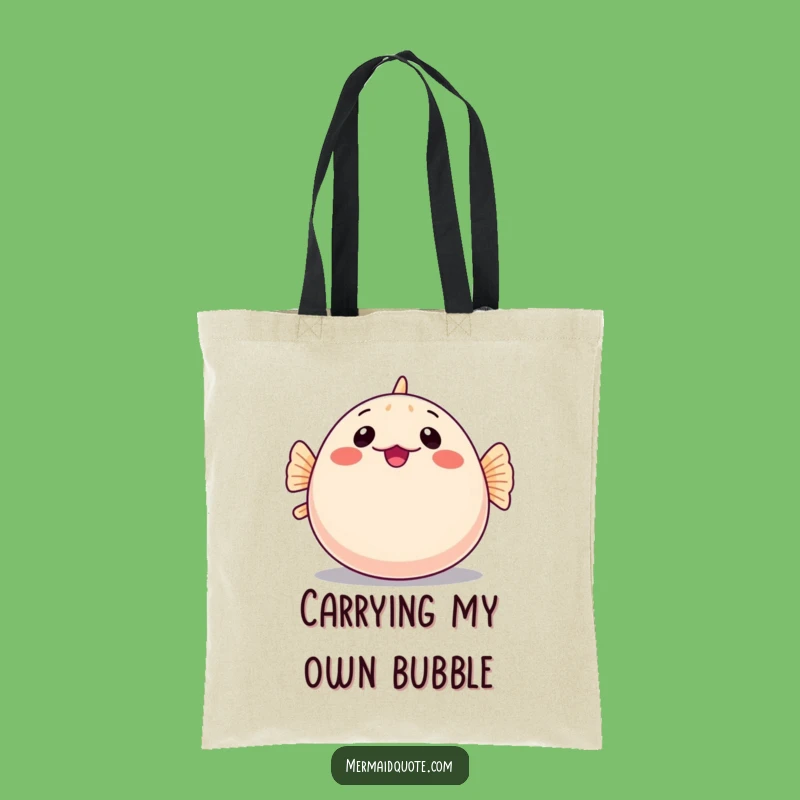 Funny Shy Pufferfish Tote Bag: Carry Your Essentials with Comical Charm